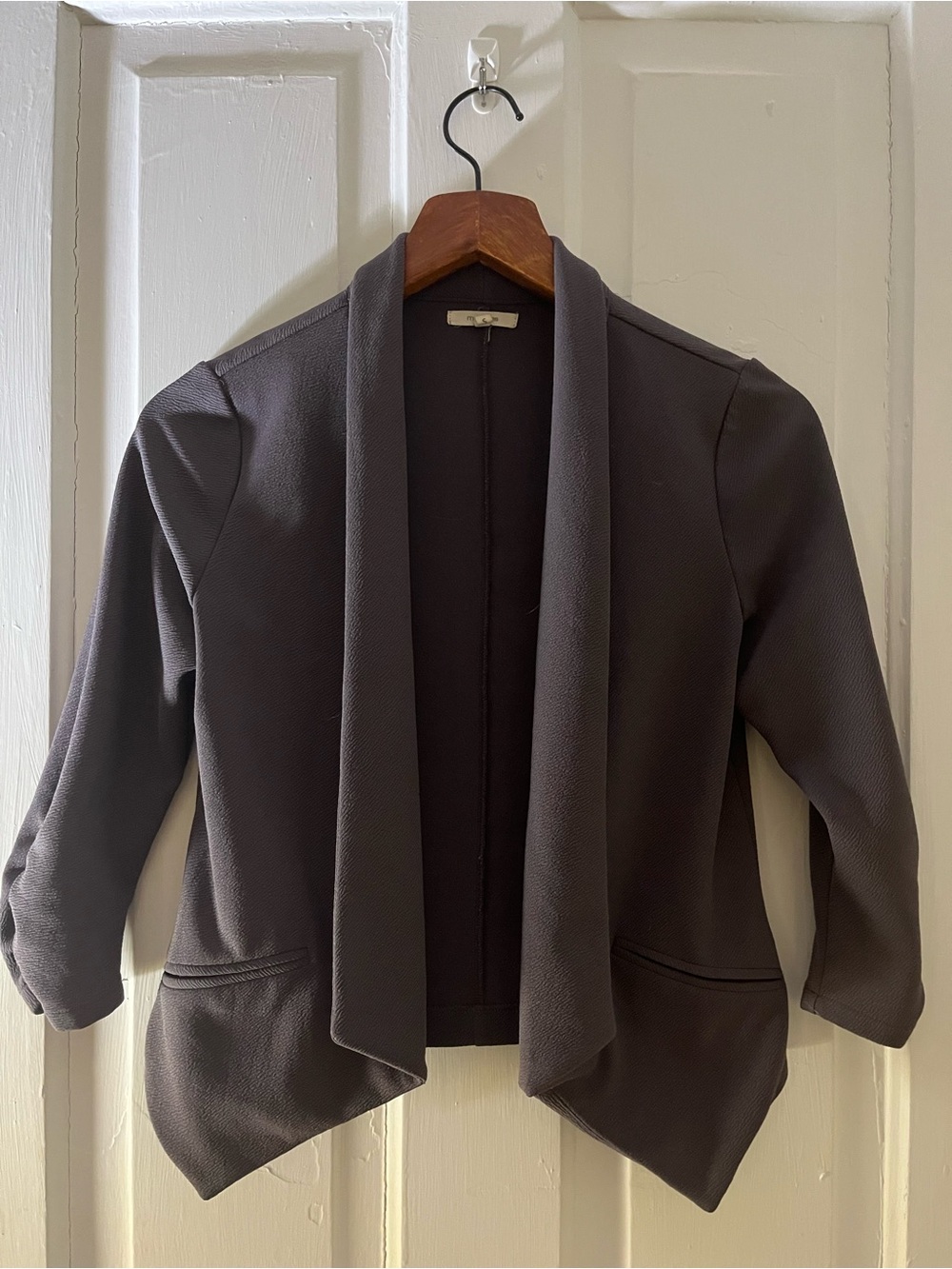Maurices Dark Charcoal Draped Open-Front Blazer